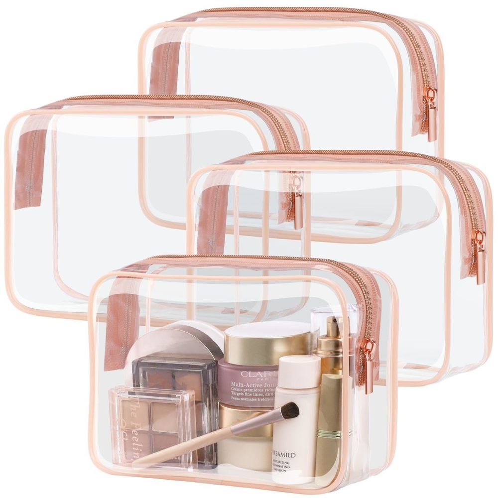 Clear Makeup Bag - 4 Pack Tsa Approved Toiletry Bag Waterproof Quart Size🙈